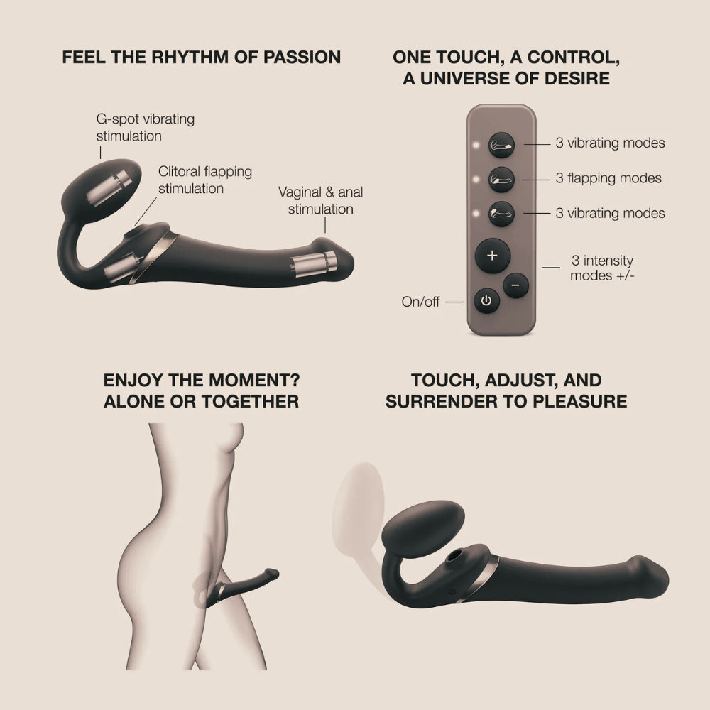 Strap-on Multi Orgasm, télécommandé et 3 stimulations