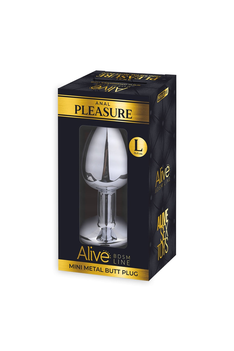 Plug métal bijou transparent L - Alive