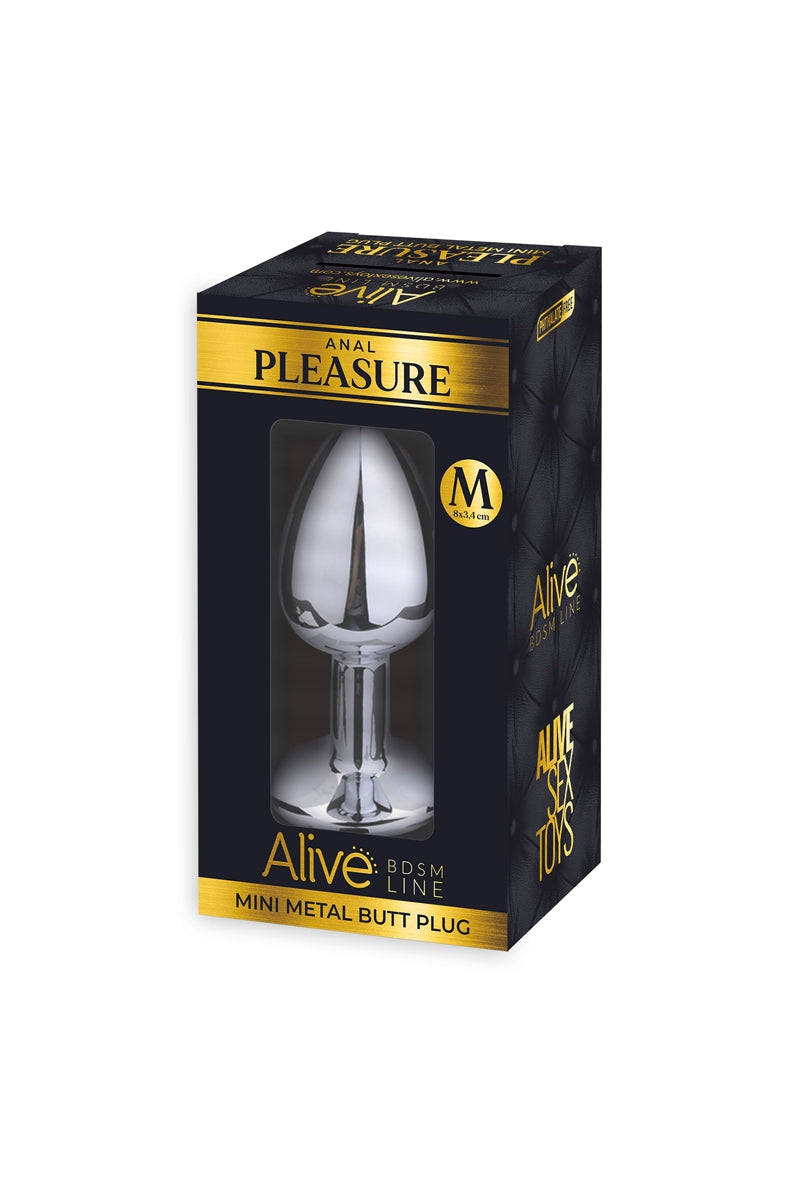 Plug métal bijou transparent M - Alive