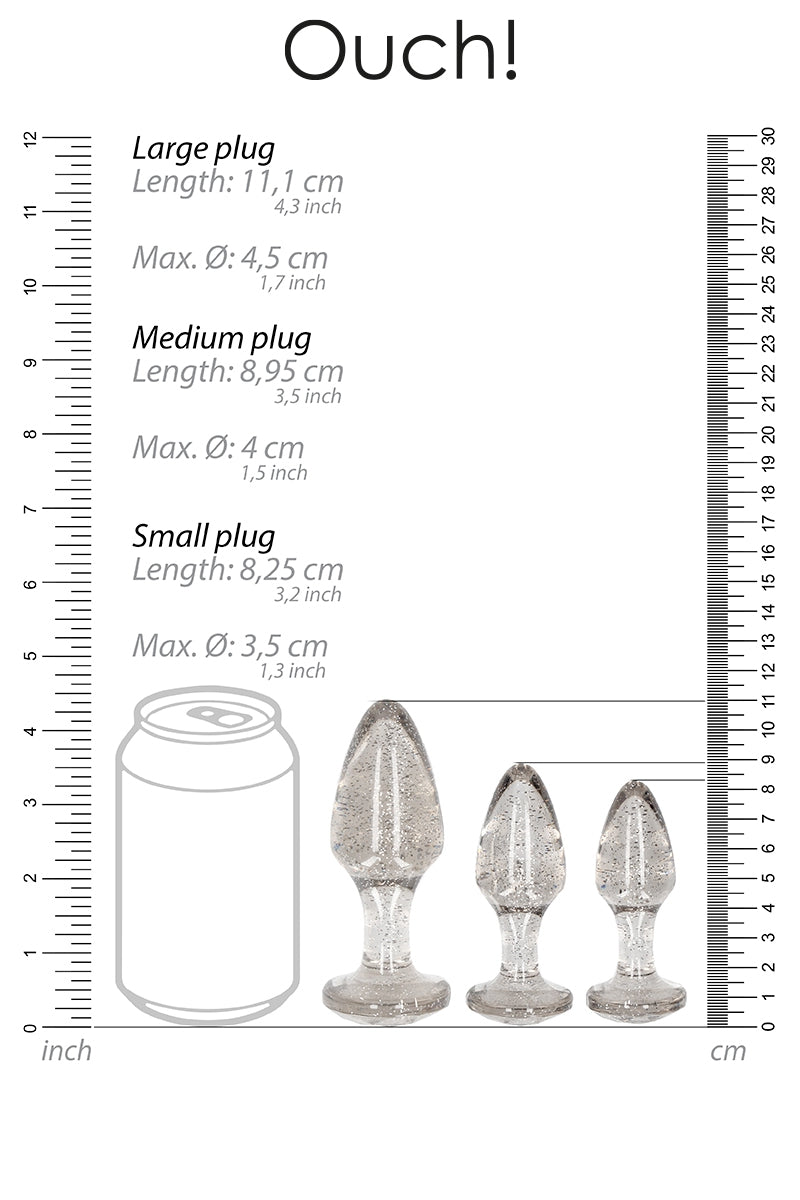 Set 3 plugs pailletés argentés en acrylique - Ouch!