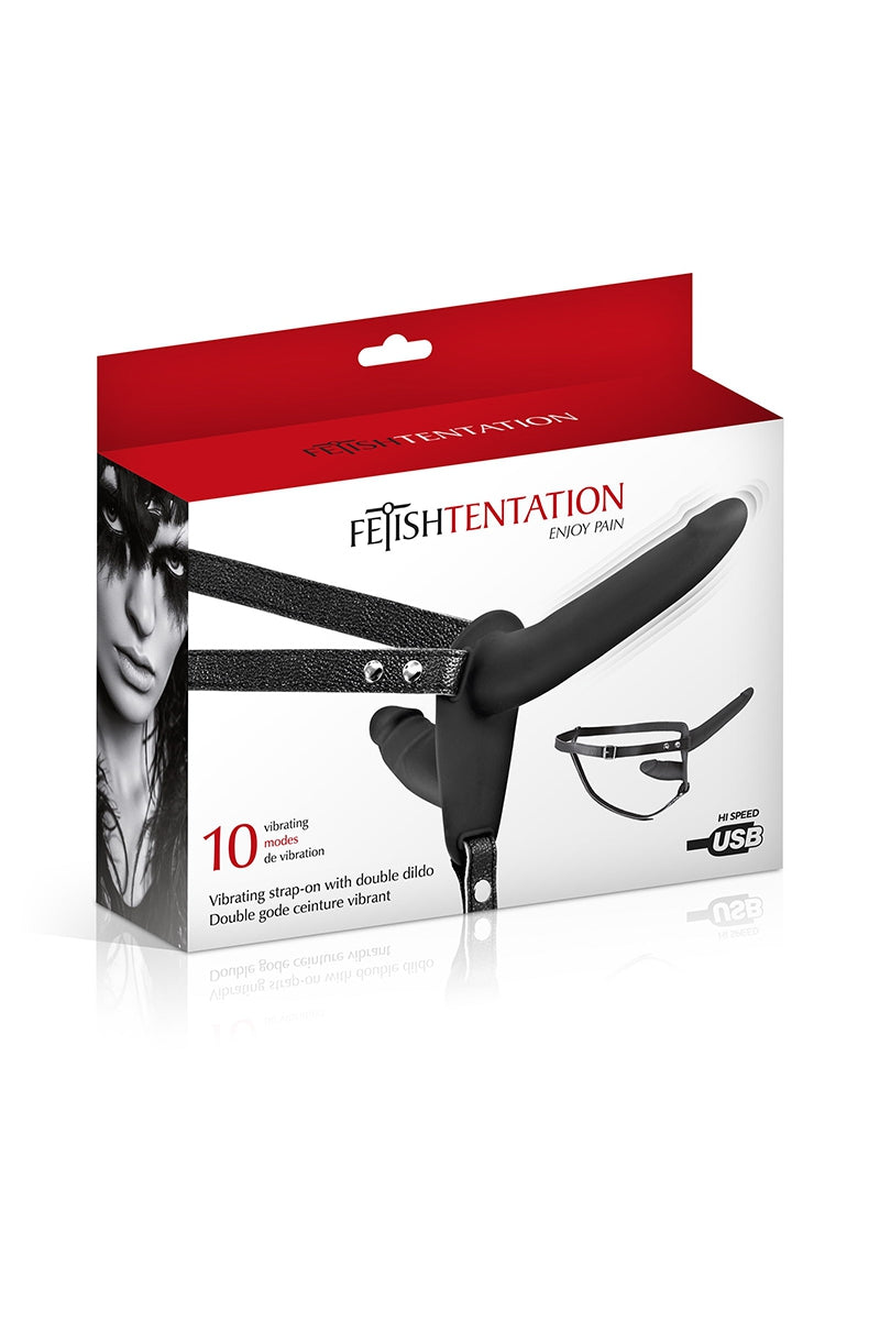 Double gode ceinture noir vibrant - Fetish Tentation