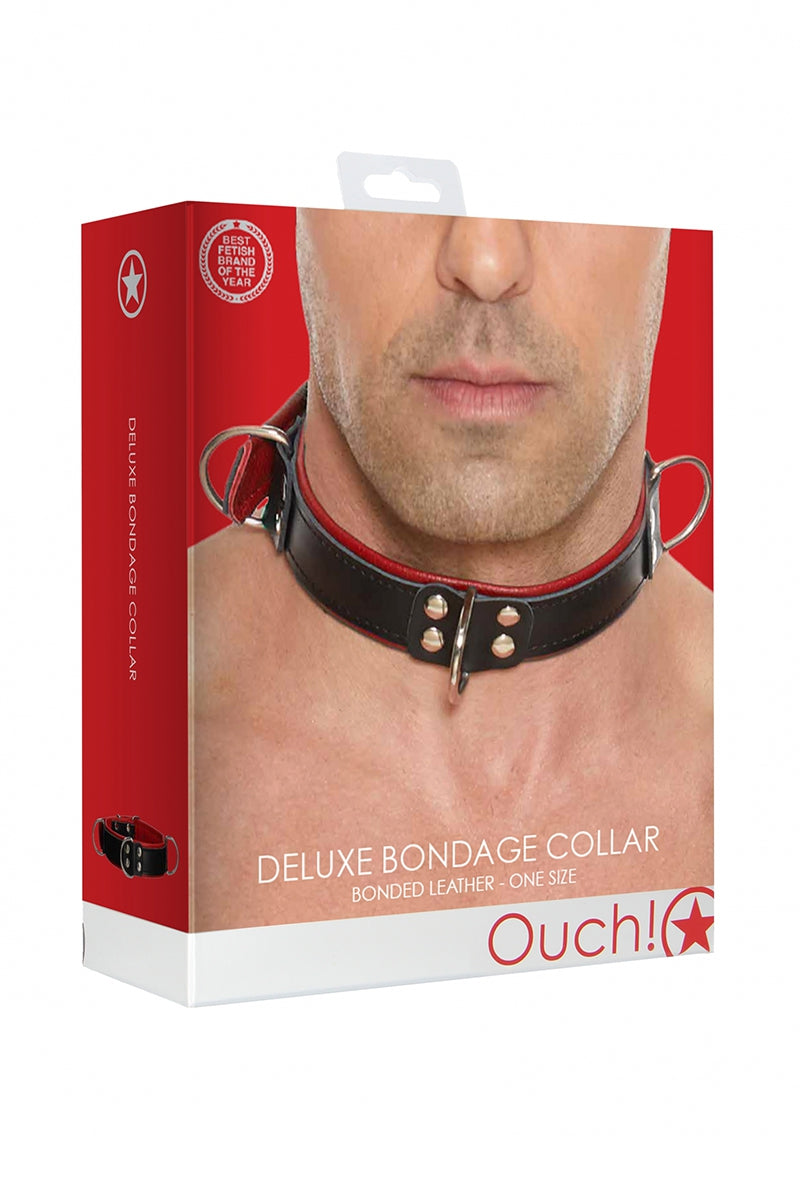 Collier Bondage Deluxe rouge et noir - Ouch!